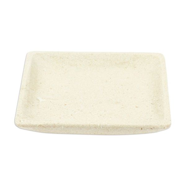 Alternate image for Square Plate in an Ecru Tone Handcrafted from Marble Ecru Sophistication