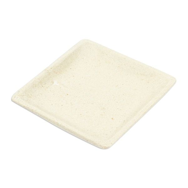 Alternate image for Square Plate in an Ecru Tone Handcrafted from Marble Ecru Sophistication