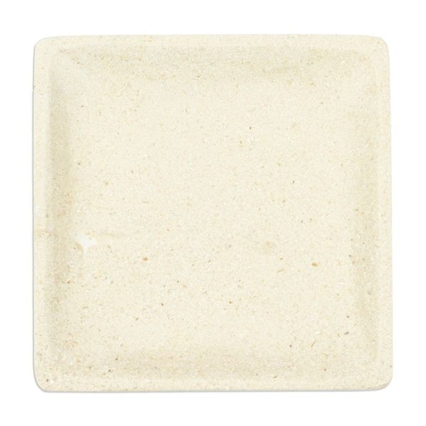 Alternate image for Square Plate in an Ecru Tone Handcrafted from Marble Ecru Sophistication