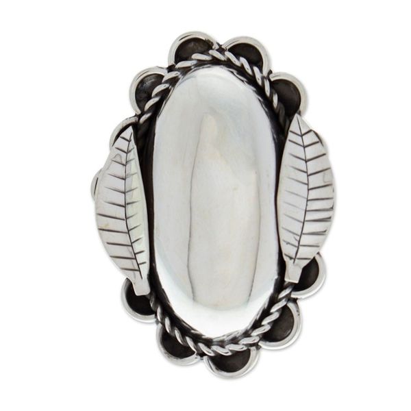Alternate image for Taxco Sterling Silver Wrap Ring with Floral and Leaf Motif Contemporary Nature