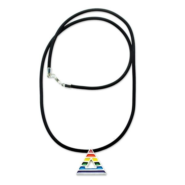 Alternate image for Unisex Sterling Silver LGBTQ Themed Pendant Necklace Rainbow Pride Triangle