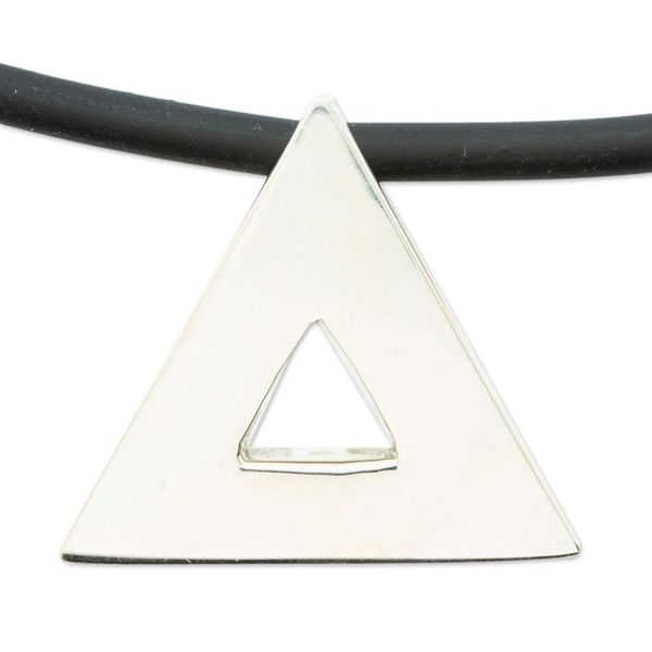 Alternate image for Unisex Sterling Silver LGBTQ Themed Pendant Necklace Rainbow Pride Triangle