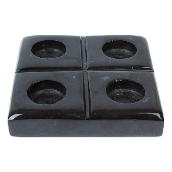 Alternate image for Black Natural Onyx Tealight Candleholder Crafted in Mexico Sparkles Mystery