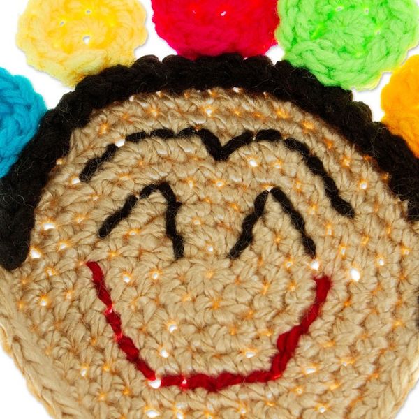 Alternate image for Set of 4 Frida Kahlo Crocheted Coasters from Mexico Festive Frida