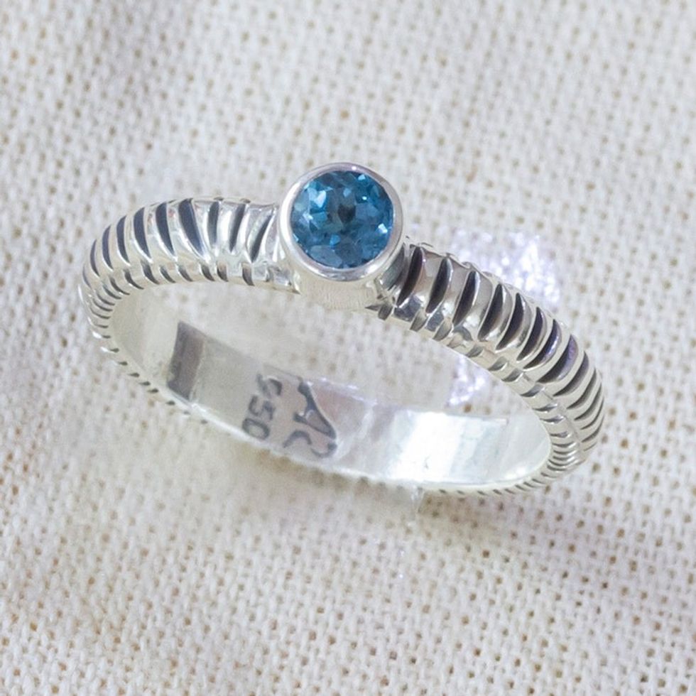 Sterling Silver Single-Stone Ring with Faceted Topaz Stones 'Altar of The Wise'