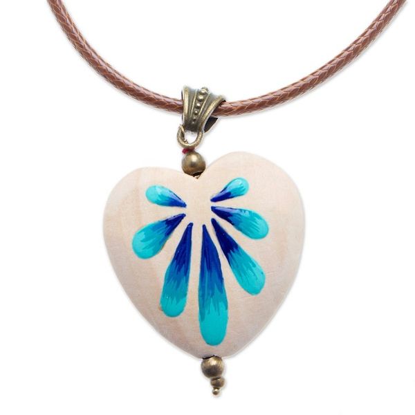 Alternate image for Hand-Painted Bird-Themed Pinewood Pendant Necklace Hummingbird Realm