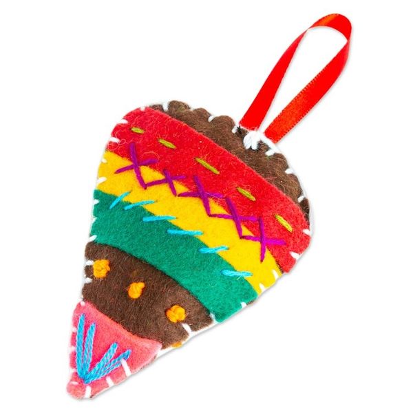 Alternate image for Colorful Spinning Top Ornament Handcrafted in Mexico Spinning Colors