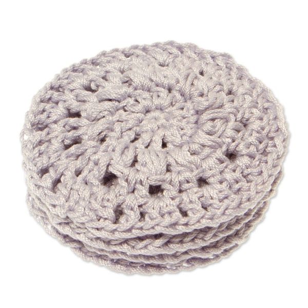 Alternate image for Set of 4 Handmade Light Blue-Grey Crocheted Coasters Light Blue-Grey Pinwheel