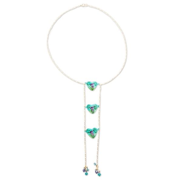 Alternate image for 14k Gold-Plated Waterfall Necklace with Hummingbird Motifs Refreshing Adoration