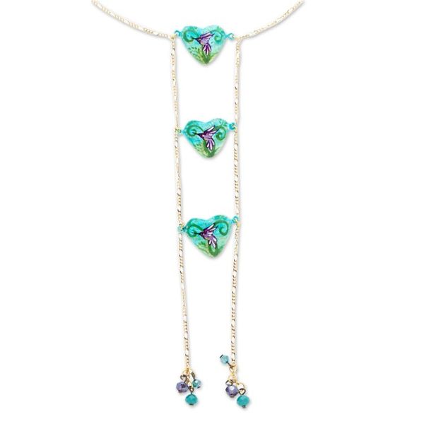 Alternate image for 14k Gold-Plated Waterfall Necklace with Hummingbird Motifs Refreshing Adoration