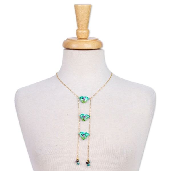 Alternate image for 14k Gold-Plated Waterfall Necklace with Hummingbird Motifs Refreshing Adoration