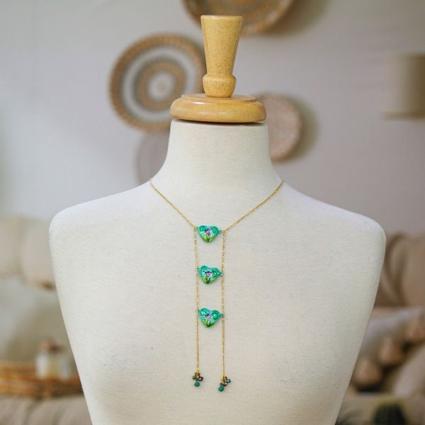 Alternate image for 14k Gold-Plated Waterfall Necklace with Hummingbird Motifs Refreshing Adoration