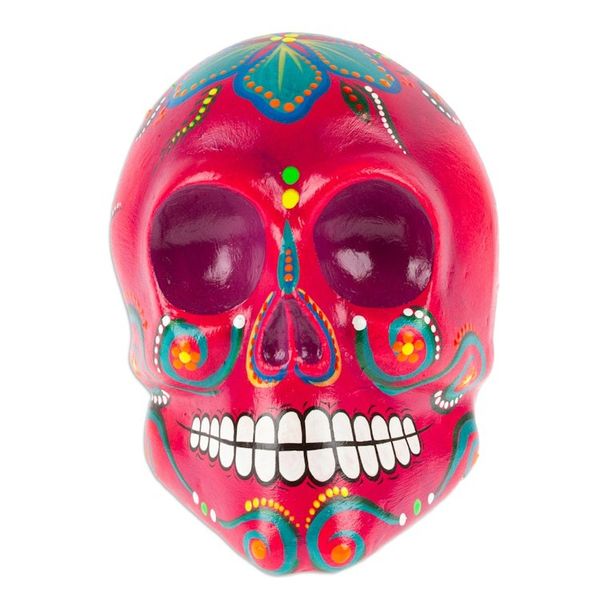 Alternate image for Handcrafted Recycled Paper Floral Carmine Skull Statuette Carmine Underworld