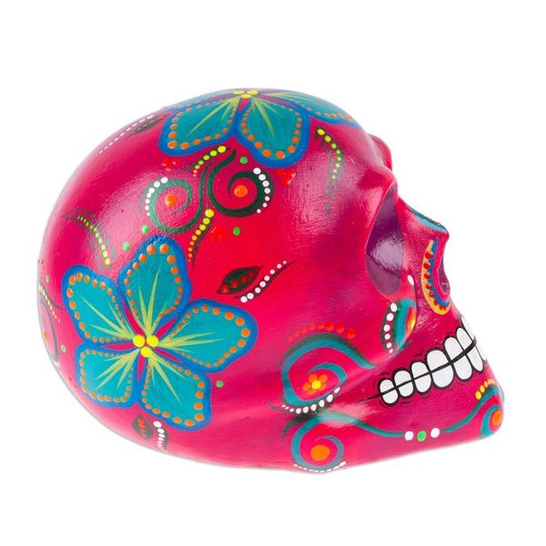 Alternate image for Handcrafted Recycled Paper Floral Carmine Skull Statuette Carmine Underworld
