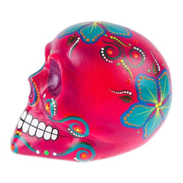 Alternate image for Handcrafted Recycled Paper Floral Carmine Skull Statuette Carmine Underworld