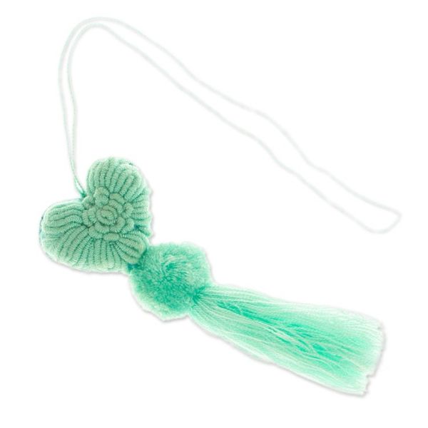 Alternate image for Heart Wool Felt Ornament with Cotton Embroidery in Mint Little Heart in Mint