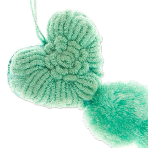 Alternate image for Heart Wool Felt Ornament with Cotton Embroidery in Mint Little Heart in Mint