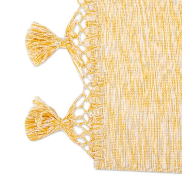 Alternate image for Handloomed Cotton Table Runner in White and Honey Hues Honey Delight