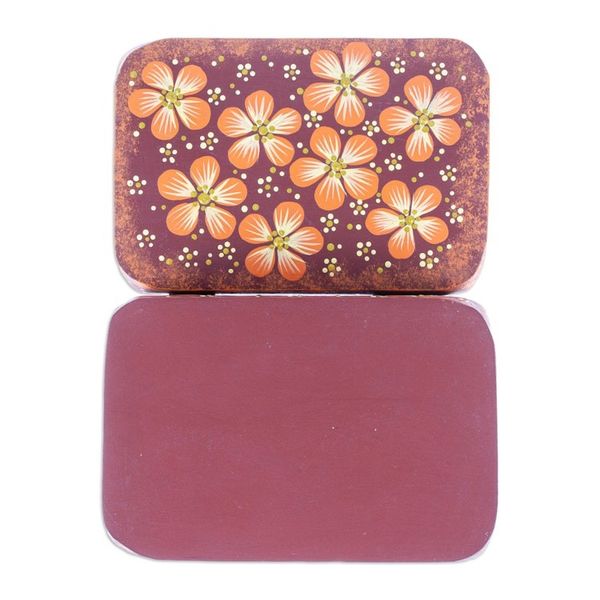 Alternate image for Handcrafted Orange Decorative Wood Box with Floral Details Secret Summer
