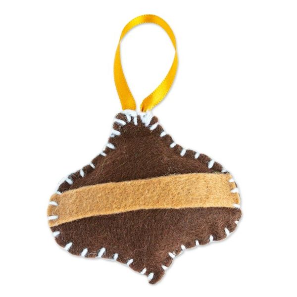 Alternate image for Brown Jingle Bell Felt Ornament Handcrafted in Mexico Festive Jingle Bell