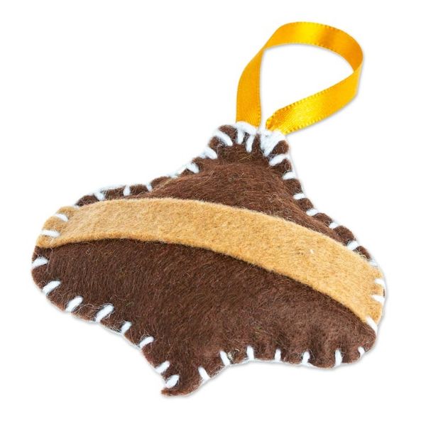 Alternate image for Brown Jingle Bell Felt Ornament Handcrafted in Mexico Festive Jingle Bell