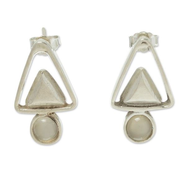 Alternate image for Triangular Earrings with Moonstone Feminine Connection