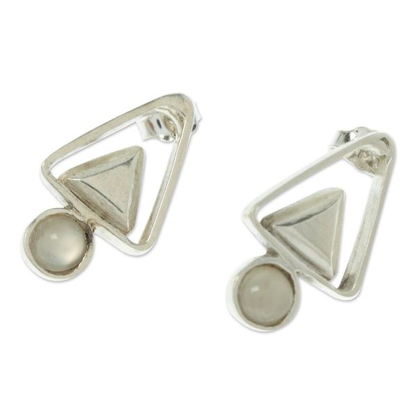 Alternate image for Triangular Earrings with Moonstone Feminine Connection