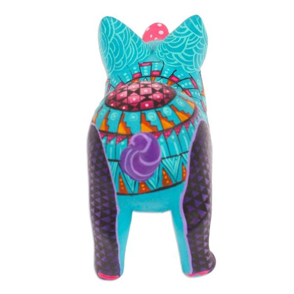 Alternate image for Colorful Wood Alebrije Pig Figurine Hand-Painted in Mexico Playful Pig