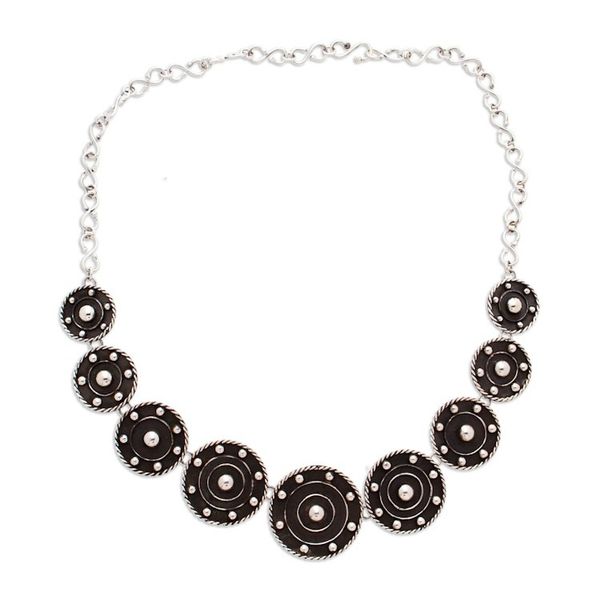 Alternate image for Modern Taxco Sterling Silver Oxidized Link Necklace Wheels of Style