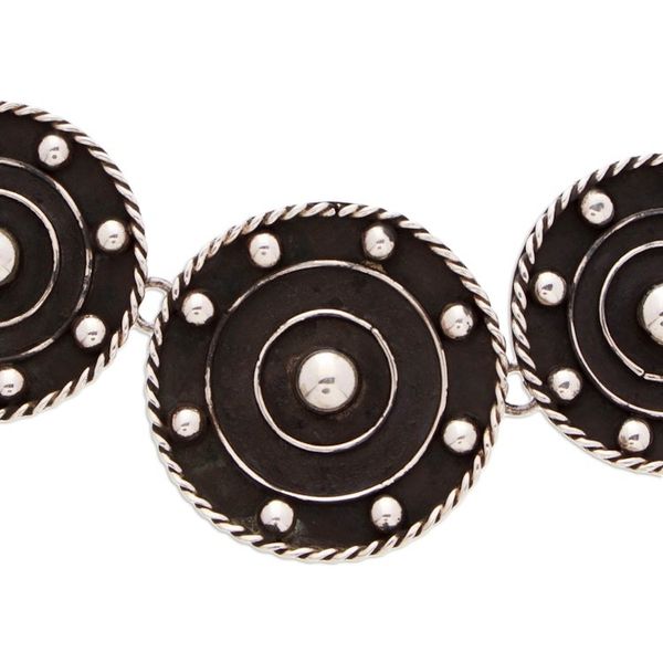 Alternate image for Modern Taxco Sterling Silver Oxidized Link Necklace Wheels of Style