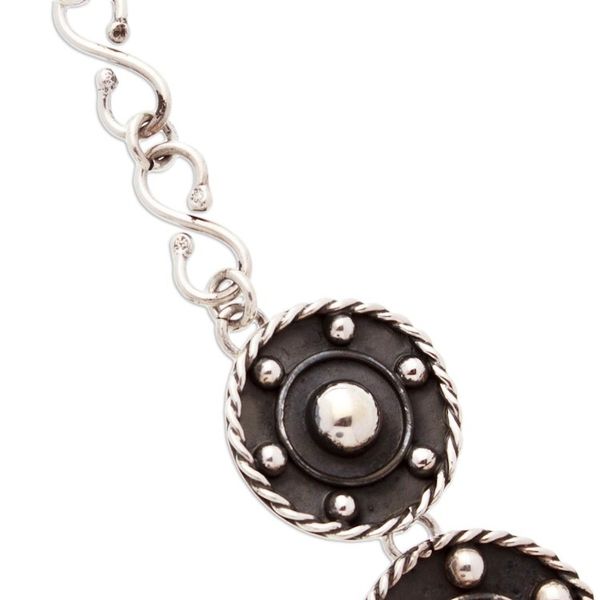 Alternate image for Modern Taxco Sterling Silver Oxidized Link Necklace Wheels of Style