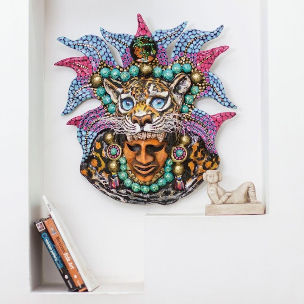 Mexican Jaguar Handmade Lacquered Papier Mache Mask 'Jaguar God'