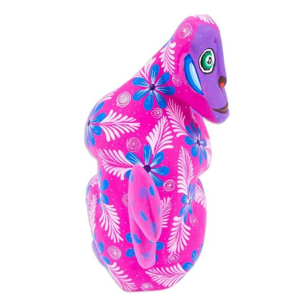 Alternate image for Floral Painted Azalea Copal Wood Alebrije Monkey Figurine Playful Soul in Azalea