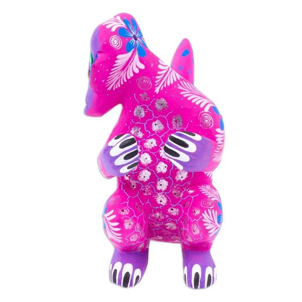 Alternate image for Floral Painted Azalea Copal Wood Alebrije Monkey Figurine Playful Soul in Azalea