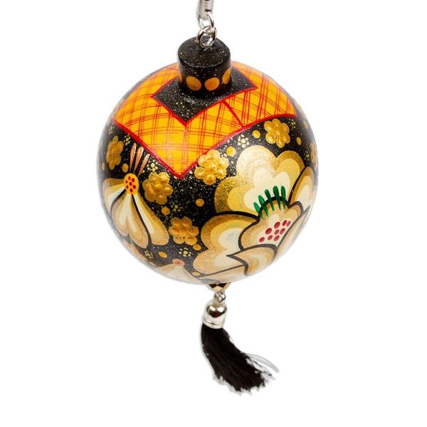 Alternate image for Hand-Painted Floral Copal Wood Ornament in a Golden Oaxacas Golden Spring