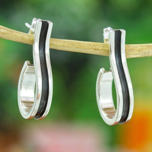 Alternate image for Modern Abstract Silver Drop Earrings Crafted in Mexico Abstract Fruits