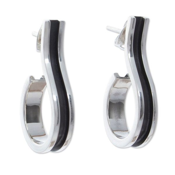 Alternate image for Modern Abstract Silver Drop Earrings Crafted in Mexico Abstract Fruits