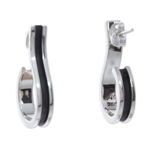 Alternate image for Modern Abstract Silver Drop Earrings Crafted in Mexico Abstract Fruits