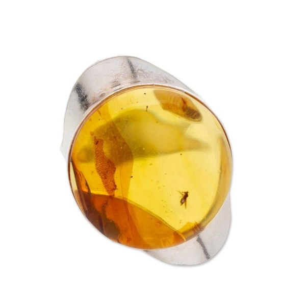 Alternate image for Sterling Silver Adjustable Cocktail Ring with Round Amber Shimmering Glam