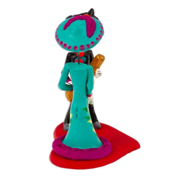 Alternate image for Hand-Painted Music-Themed Romantic Day of The Dead Sculpture Musical Liaison