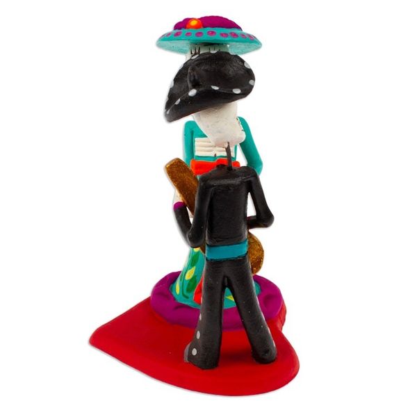 Alternate image for Hand-Painted Music-Themed Romantic Day of The Dead Sculpture Musical Liaison