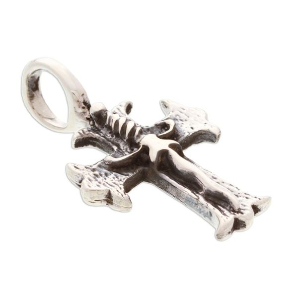 Alternate image for Taxco Sterling Silver Mens Cross Pendant with Sword Accent Sword Cross