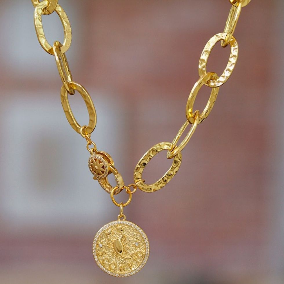 24k Gold-Plated Cubic Zirconia Scorpio Pendant Necklace 'Scorpio Born'