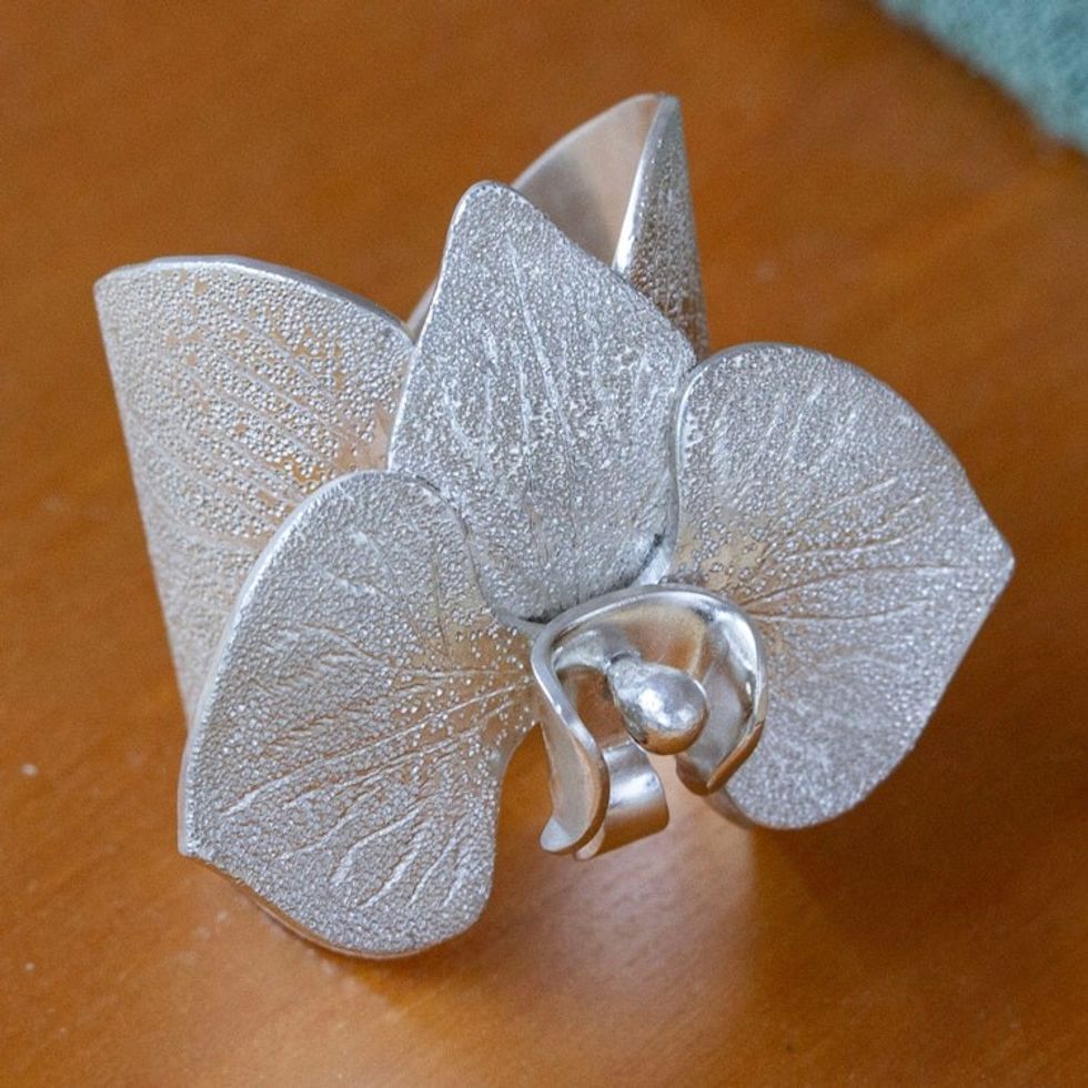 Butterfly Orchid Wrap Ring in a Combination Finish 'Butterfly Orchid'