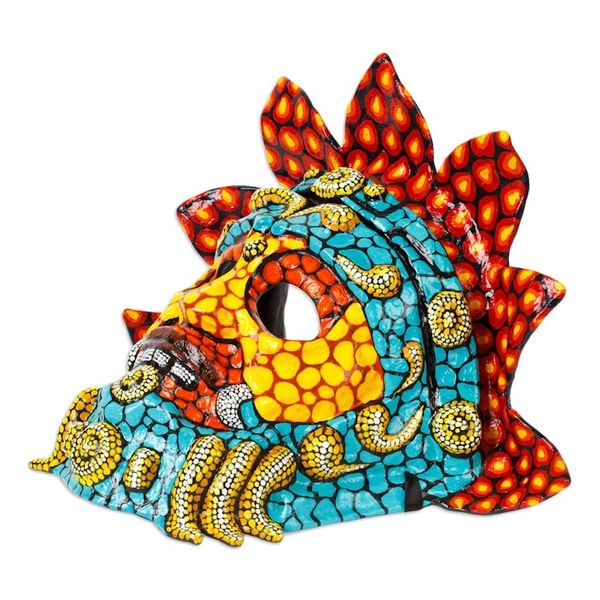 Alternate image for Lacquered Hand-Painted Papier Mache Mexican Serpent God Mask Kukulkan