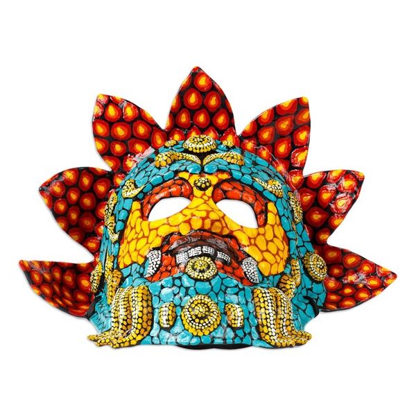 Alternate image for Lacquered Hand-Painted Papier Mache Mexican Serpent God Mask Kukulkan