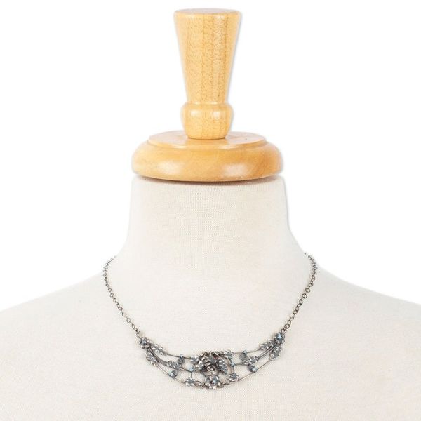 Alternate image for Floral and Leafy Beaded Sterling Silver Pendant Necklace Arcadia of Peace