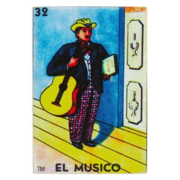 Alternate image for Mexican Wood Magnet with Musical-Themed Decoupage Colorful Musician