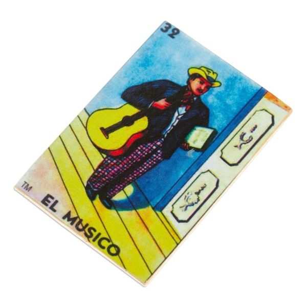 Alternate image for Mexican Wood Magnet with Musical-Themed Decoupage Colorful Musician