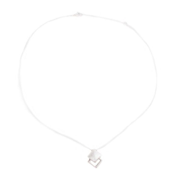 Alternate image for Geometric Sterling Silver Pendant Necklace Square Off